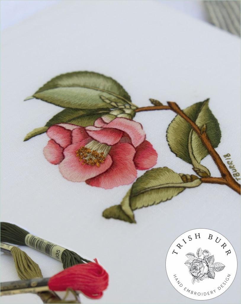 Original Embroidery Camellia Japonica