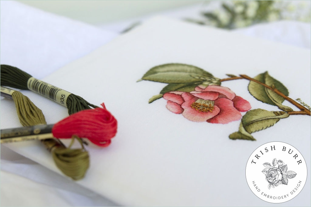 Original Embroidery Camellia Japonica