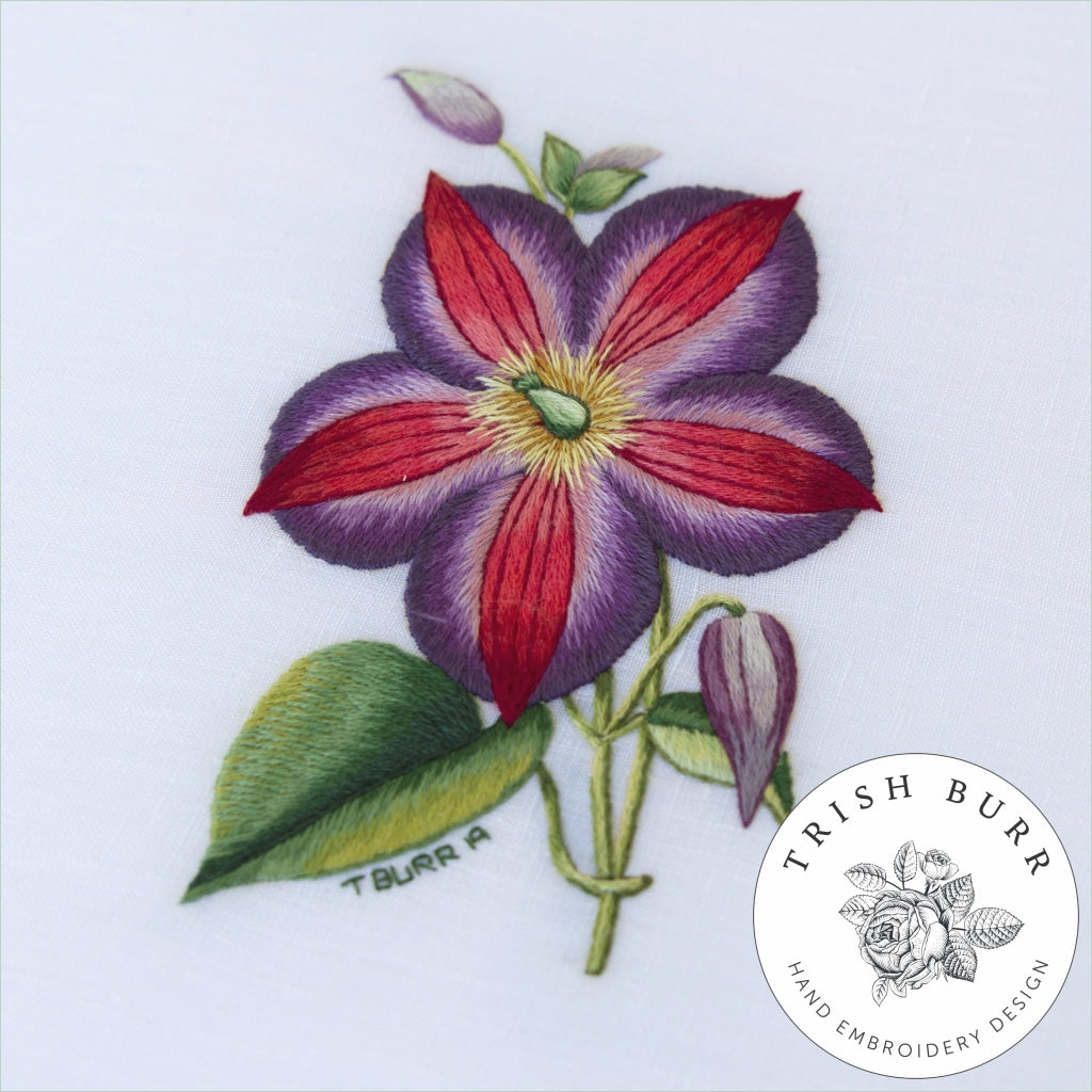 Original Embroidery Clematis Magnifica