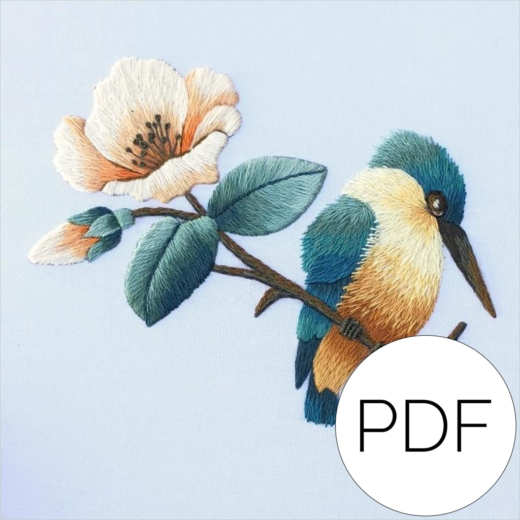 Pdf Lesson In Needle Painting Kingfisher & Flower