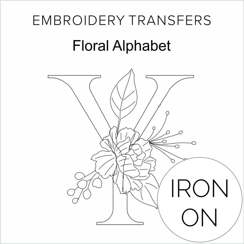 Transfer Pack 1 Floral Alphabet patterns – Trish Burr Embroidery